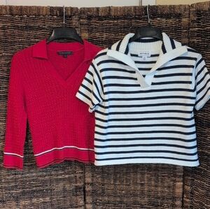 Tommy Hilfiger Cable Knit Nautical Preppy Striped Sweater Bundle x2 Medium